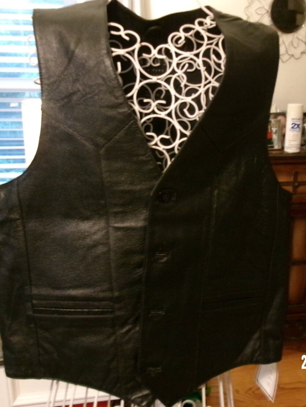 Vintage KADOSH New York Men's Black Genuine Leather Lined Vest w/ Pockets SZ 3XL